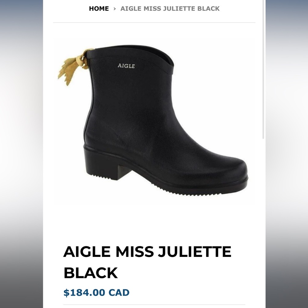 Aigle Miss Juliette Ankle Rain Boots size US 4.5
